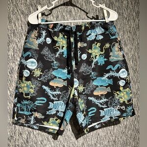 LRG Black and Blue Sea Creature Patterned Swim Shorts